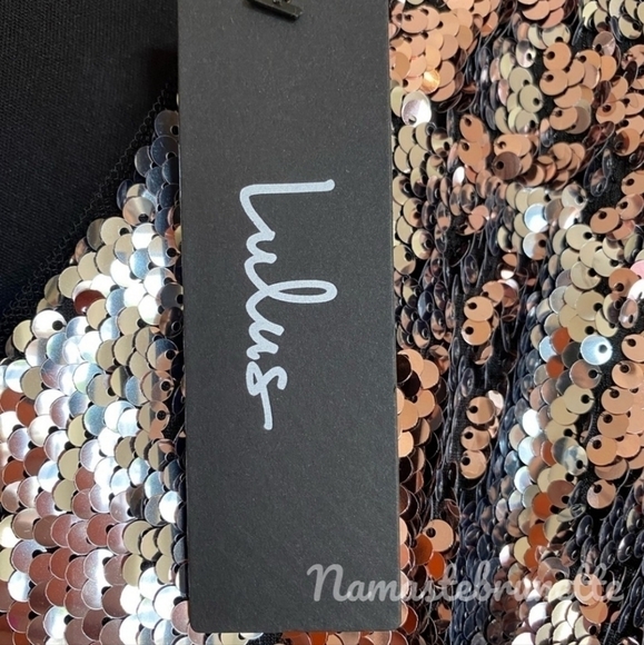 Nwt Lulu's XS Rose Gold Multi Reversible Sequin Mini Dress - Picture 13 of 17